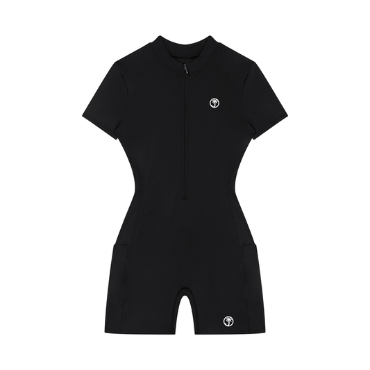 Women's Quarter-Zip Short Sleeve Romper