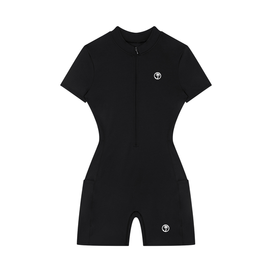 Women's Quarter-Zip Short Sleeve Romper